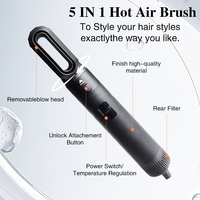 Sèche-cheveux brosse électrique 5 en 1 Salon, ionique négatif, pour lisser et boucler les cheveux