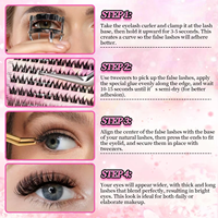 MOXIAOJIE Faux cils en fibre synthétique, sans cruauté animale, style épais segmenté, noir, avec colle DIY et livre de modèles, portable