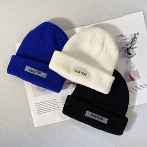 Custom New Autumn Winter Warm Solid <b>Woolen</b> <b>Hat</b> Embroidered Beanie for <b>Men</b> and Women - Product Image 1