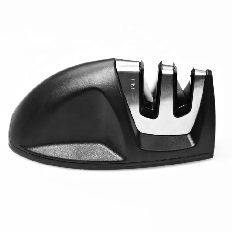 Wholesale Kitchen Gadget Mini Manual Knife Sharpener Black Edge Grip 2-stage Sharpener Knife