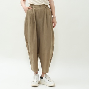 <span class=keywords><strong>Pantaloni</strong></span> a lanterna larghi da donna a elastico alto per Tencel in lino nuova collezione primavera estate <span class=keywords><strong>pantaloni</strong></span> a carota Casual traspiranti elasticizzati - Product Image 5