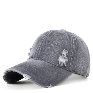 Atacado <span class=keywords><strong>Plain</strong></span> Denim Angustiado Denim Hat Com Cap Brim Curvo Pode Fazer Com Logotipo Bordado Personalizado Baixo MOQ e Entrega Rápida - Product Image 4