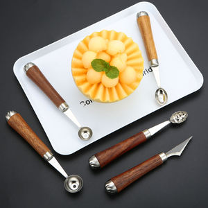 Oem/ODM độ chính xác cao 304 thép không gỉ tay cầm bằng gỗ trái cây Baller dụng cụ nhà bếp cho các blogger thực phẩm và lớp học nấu ăn - Product Image 5