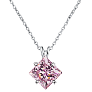 Colgante de Plata de Ley 925 con Baño de Platino y Moissanita Gris Corte Princesa VVS Brillante de 1.2ct-5ct al por Mayor - Product Image 2