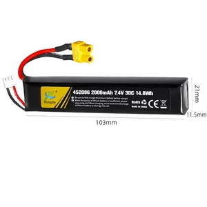 Pabrik 452096 7.4V 2000MAh Lithium Polimer Drone Lithium-Ion Sel Baterai Dioperasikan Eva Peluru Lembut Mainan Pistol