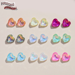 Strass en verre cristal en forme de cœur pour nail art, accessoires de bijouterie DIY, lot en vrac, non toxique, motifs d'amour - Product Image 1