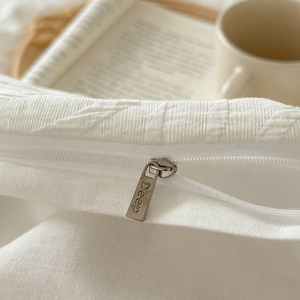 Dropshipping Heimtextilien 100% Baumwolle Bettwäsche-Set Jacquard Bettwäsche Weiche Gewaschene Baumwoll-Bettwäsche Grauer Baumwoll-Bettbezug - Product Image 5