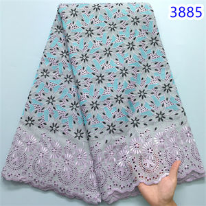 Tissus en Dentelle <span class=keywords><strong>de</strong></span> Coton Africain 2024, Tissu en Voile <span class=keywords><strong>Suisse</strong></span> <span class=keywords><strong>de</strong></span> Haute Qualité avec Pierres, Tissu en Dentelle du Nigeria pour Robe 3885 - Product Image 4