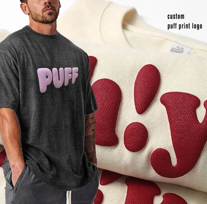 Custom Brand Heavyweight streetwear Cotton With Logo Tee Short Sleeve tshitrs for 3d Foam Puff Print Graphic men T-Shirts