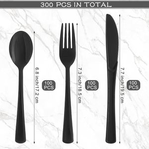 Ensemble de couverts jetables en plastique robuste et moderne pour fêtes, paquets de couverts - Product Image 2