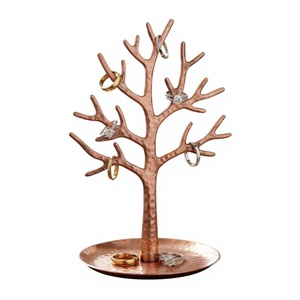 Copper Hammered Finish Metal Ring Holder <b>Desktop</b> Jewelry <b>Stand</b> For Wedding Bridal Ring Decorative Holder Small Ring Holder - Product Image 1