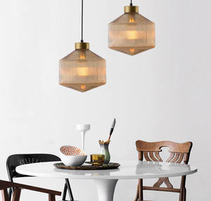 Luminaire suspendu moderne en verre teinté, lampe suspendue LED dorée pour salon, chambre à coucher, maison, loft, décoration industrielle - Product Image 1