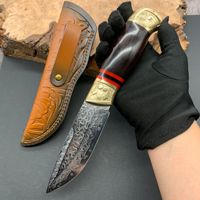 Couteau de camping portable XF en acier Damas de qualité industrielle, haute dureté, tranchant, modèle XF-100, garantie 3 ans