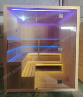 Sauna sec commercial pour salle de sport, capacité 8-12 personnes, avec poêle Harvia, centre de divertissement et de bien-être, éclairage LED chaud 2700K