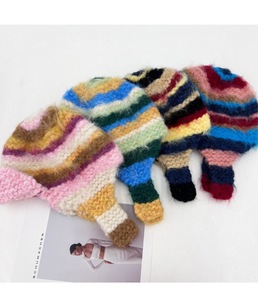 Tuần Lễ Thời trang Paris cùng phong cách bảo vệ Tai Mùa Đông Mũ mới đến Mohair nhồi dopamine cầu vồng Lei Feng Mũ Beanie sang trọng - Product Image 6