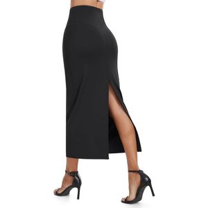 Jupe crayon taille haute pour femme FOXA avec fente arrière, jupe longue moulante extensible pour le travail et les occasions professionnelles - Product Image 1