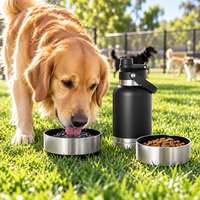 Bouteille d'eau 3 en 1 Everich ODM 32oz/64oz pour animaux de compagnie et humains avec petit bol et couvercle double usage avec poignée pour l'extérieur et les promenades avec le chien