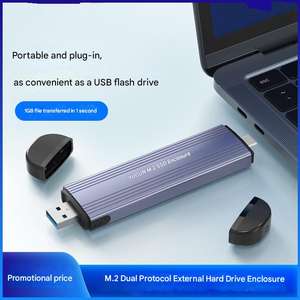 Boîtier <span class=keywords><strong>externe</strong></span> pour <span class=keywords><strong>disque</strong></span> <span class=keywords><strong>dur</strong></span> SSD NVMe M.2, NGFF M.2, avec ports Type-C + USB 2-en-1 - Product Image 2