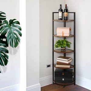 Bibliothèque moderne de luxe à 5 étages avec cadre en métal et panneaux en bois pour meubles de maison, bar, entrepôt, affichage de plantes, fleurs et livres - Product Image 5