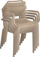Chaise de salle à manger en plastique empilable moderne avec accoudoirs pour véranda extérieure, balcon, café, restaurant, salle à manger, cuisine, patio