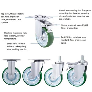 PU/6inch Medium Heavy Duty Stahl kern rollen Rad rollen Schwenkbare obere Platte Gewindes tiel für Möbel der Automobili ndustrie - Product Image 4