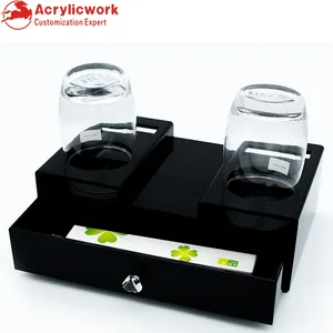 Hotel amenities consumable products box acrylic storage holder hospitality tray with space saving drawer