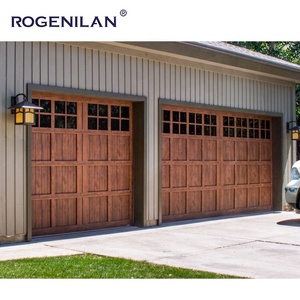 Portes <span class=keywords><strong>de</strong></span> <span class=keywords><strong>garage</strong></span> coulissantes en aluminium à l'aspect bois <span class=keywords><strong>de</strong></span> noyer noir, écoénergétiques, 9x8, avec fenêtres doubles en verre sur le dessus - Product Image 5
