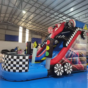 Promotion : Château gonflable combiné avec toboggan, thème voiture <span class=keywords><strong>de</strong></span> course et <span class=keywords><strong>camion</strong></span>, pour usage extérieur et intérieur - Product Image 3