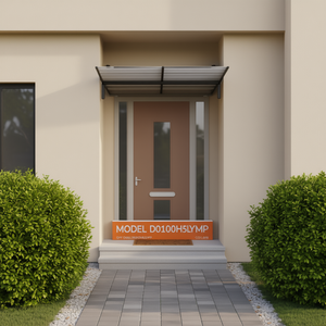 Toldo para Puerta de Policarbonato, Diseño Rectangular Minimalista D0100H5LYMP, Transparente, Operación Manual - Product Image 3