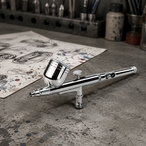 Pistolet aérographe de précision 7 ml à alimentation par gravité, pistolet aérographe chromé avec queue creuse réglable, facile à nettoyer pour la mini-<span class=keywords><strong>peinture</strong></span> - Product Image 1