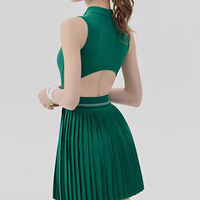 JJ-DS004 Halbhoher Kragen Reißverschluss Yoga-Jumpsuit mit Gepolstertem Verstellbarem Rückenausschnitt Yoga-Kleid Sport Fitness Badminton Tennis Kleid