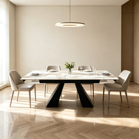 Table à manger rectangulaire extensible moderne en gros, surface en pierre frittée, gain de place, pour salon intérieur