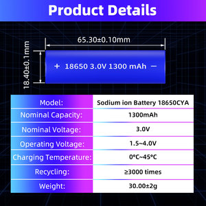 Batería de Sodio-Aire 18650 de 1300mAh y 3.1V con 5 Años de Garantía, Barras Colectoras Disponibles, Celdas CATL para Vehículos Eléctricos, Batería Solar SIB de 3.95V con Protección de Corte - Product Image 3