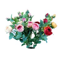 Fleurs artificielles, rose à 4 têtes, rose thé, décoration de salle de mariage, décoration de table de salon, décoration de fête et d'événement