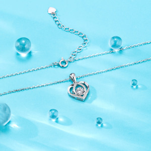 Vendita calda 925 in argento Sterling cuore dell'oceano cuore che batte ciondolo collana donna di san valentino gioielli - Product Image 3