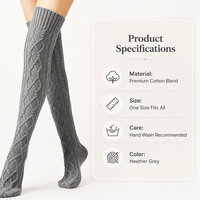 Großhandel Herbst Winter Damen Atmungsaktive Overknee-Beinwärmer Röhrensocken Indoor Mode Lässige Gestrickte Socken