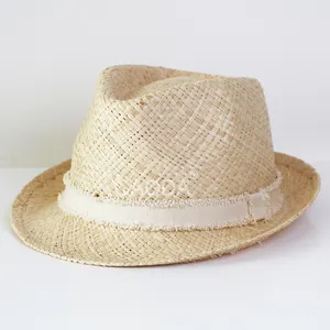 V Fashion Handmade Knitted Hat Summer Fedora Raffia Straw Hats