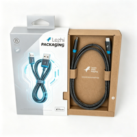 Boîtes en papier personnalisées avec fenêtre pour câble de données USB, boîte en papier pour étui de téléphone portable, emballage de chargeur avec crochet
