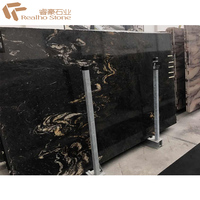 Granite noir cosmique - Design moderne, surface polie, durable et écologique, grande dalle pour usage intérieur/extérieur