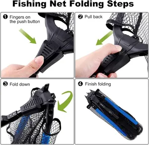 Nouveau Épuisette de pêche flottante en alliage d'aluminium, pliable, télescopique, avec poignée rétractable et filet en nylon, accessoires de pêche en <span class=keywords><strong>mer</strong></span> - Product Image 5
