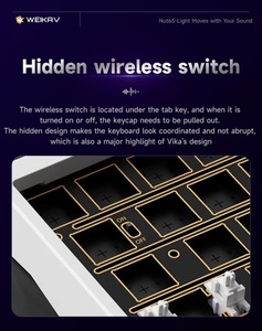Weikav Nut65 Aluminum Mechanical <b>Keyboard</b> Kit with Washer Structure Leaf Spring FR4 Plate Three Mode 6000 mAh Power Supply - Product Image 4