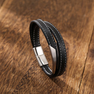Men Jewelry <strong>Leather</strong> Engravable ID Bracelets Wide <strong>Leather</strong> <strong>Wristbands</strong> Bracelet for Men - Product Image 5