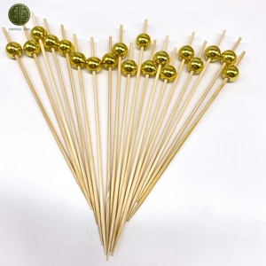 Eleganti Spiedini <span class=keywords><strong>per</strong></span> Cocktail in Bambù Fatti a Mano, Stuzzicadenti <span class=keywords><strong>per</strong></span> Antipasti, Frutta, <span class=keywords><strong>Feste</strong></span>, Decorazioni <span class=keywords><strong>per</strong></span> Alimenti con Perle Dorate, Accessori <span class=keywords><strong>per</strong></span> Charcuterie - Product Image 1