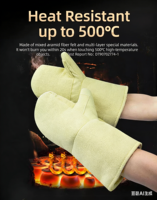 Swelder 2 Jari Kevlar Aramid 500 ° Sarung Tangan Anti Panas Tahan Panas untuk Oven, Pengecoran, Pengolahan Kaca, dll.