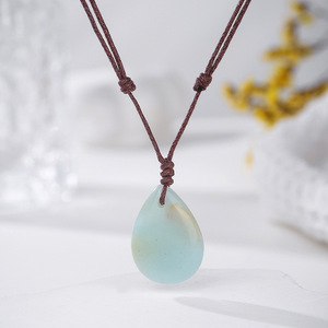 Kalung Liontin Tetesan Air Kecil Kristal Penyembuhan Amethyst Alami Perhiasan Batu Tenun Tangan Kalung Rantai Tali Minimalis - Product Image 6
