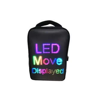 Mochila LED para laptop com display transparente RGB, bolsa LED para publicidade e mochila LED dinâmica, bolsa escolar luminosa colorida