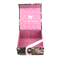 Boîte cadeau de luxe rigide avec ruban rose, pliage, grand format, aimantée, personnalisable avec logo et design