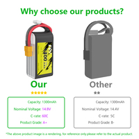Batterie LiPo semi-solide haute performance EnrichPower 14,8V 1300mAh 60C 78A 4S1P avec connecteur XT60 pour drones FPV CE UN38.3