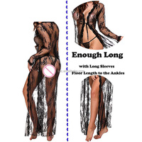 SacKnove W387 nouvelle Amérique européenne Femme mode dentelle transparente maille une pièce chemise de nuit femmes Lingerie Robe Sexy