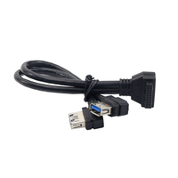 Cable Divisor de Conector Frontal USB 3.0, Cable de Extensión Interno para Placa Base de Escritorio con Doble USB-A Macho de 20 Pines